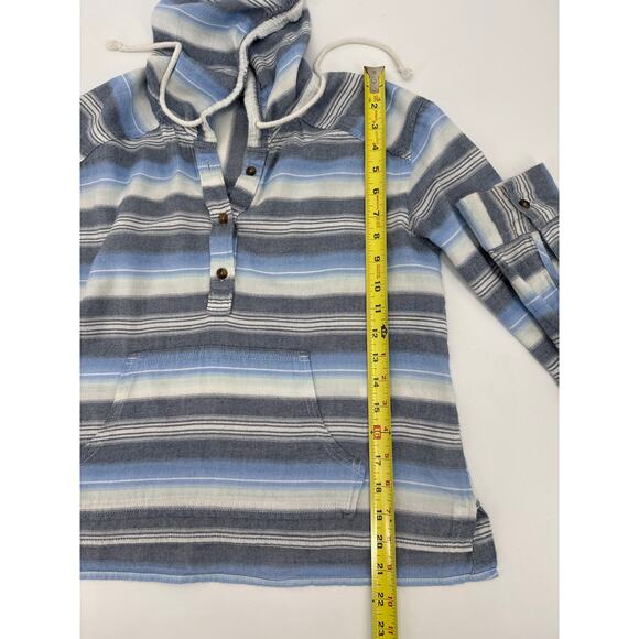 Hollister Womens Striped Pullover Hoodie Blue Gray White 100% Cotton Size Small - Picture 5 of 6